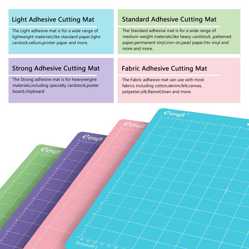 Ecraft Cutting Mat 12X12 For Cricut - Include (Strong/Standard/Light) Adhesive Sticky (3 pack) Flexible Square Gridded Quilting Cut Mats Replacement for Craftsã€Sewing and All Arts.ï¼ˆVariety) - Image 4